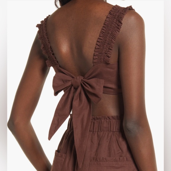 Charlie Holiday Chocolate Brown Diana Linen & Cotton Bra Top.  Small (4)… - Picture 3 of 10